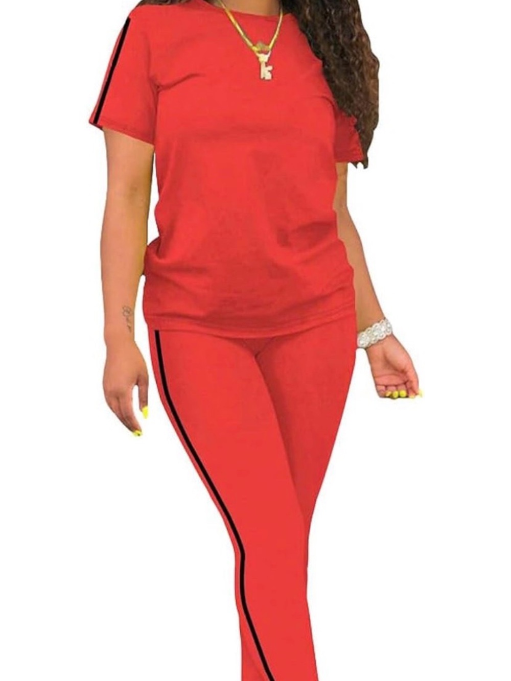 Nimsruc Red Two Piece Short Sleeve Set For Women in a Size Medium. NWT..